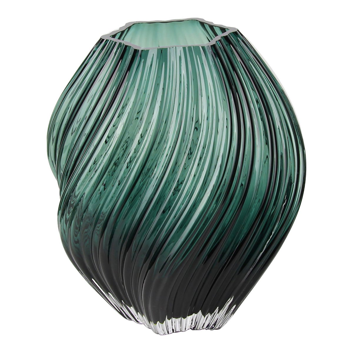 Vase, mundgeblasenes Glas, dunkelgrün, ø 19x23 cm