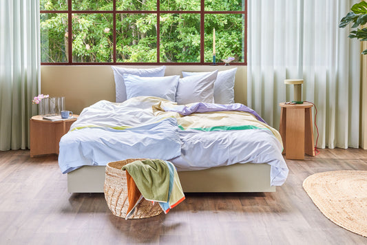 Hübsch Block Bettwäsche 60/220 Beige/ Multifarben