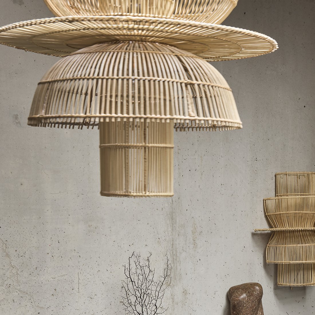 Saturn Hängelampe aus Rattan