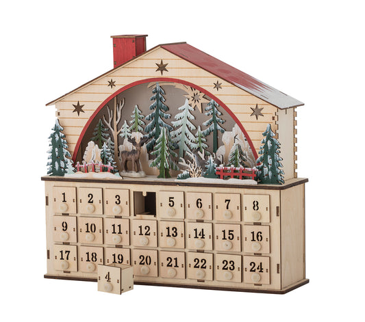 Bloomingville Melvin Kalender mit Licht, Natur, Sperrholz