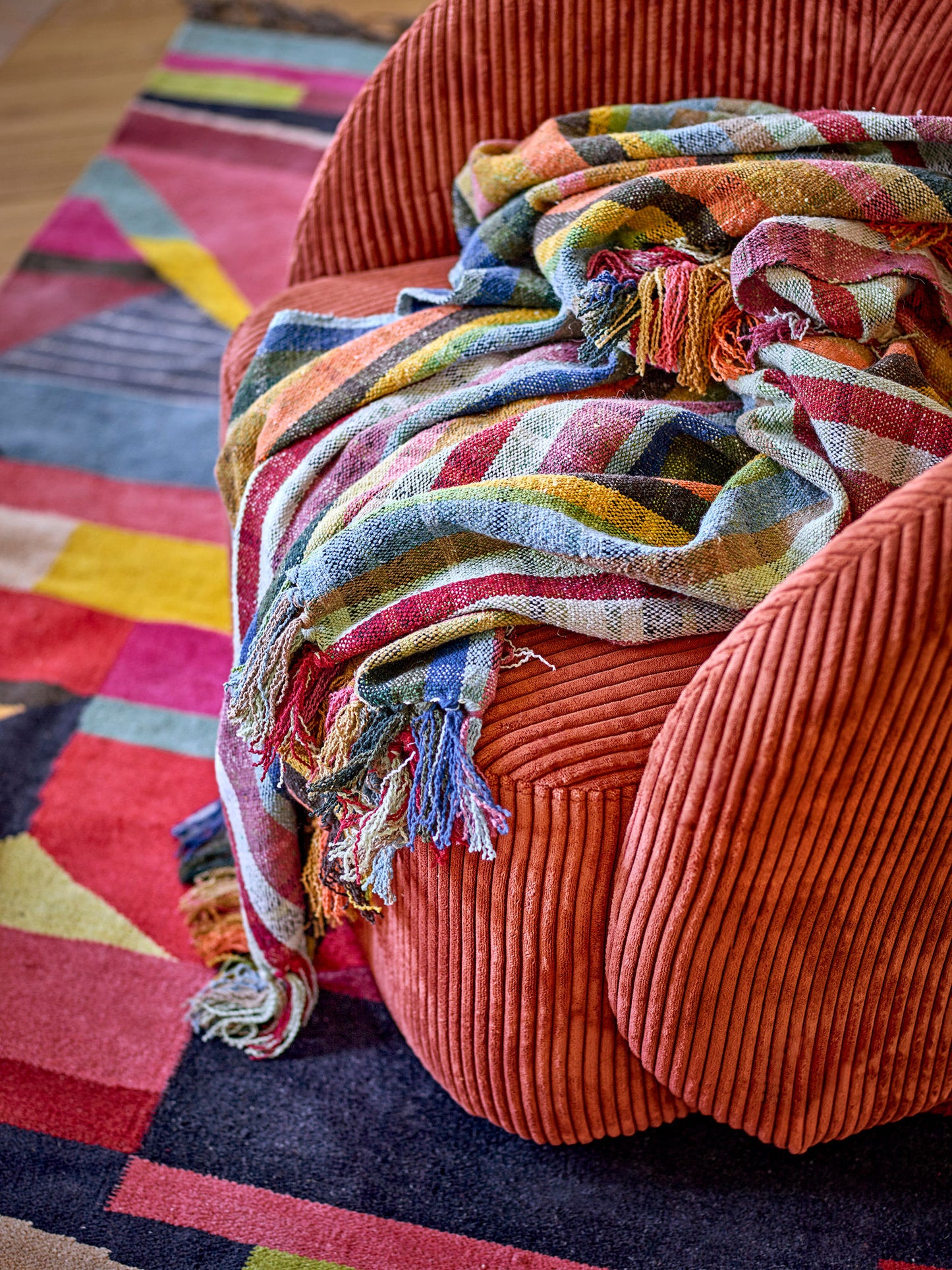 Bloomingville Elmy Decke, Bunt, Recycelte Baumwolle