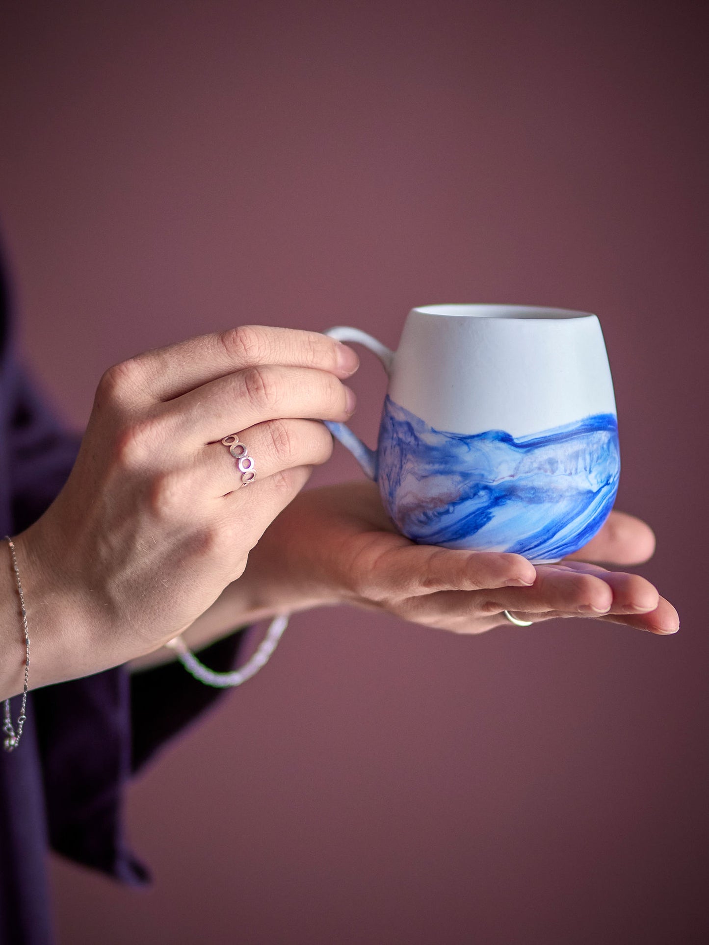Bloomingville Lyre Tasse, Blau, Steingut