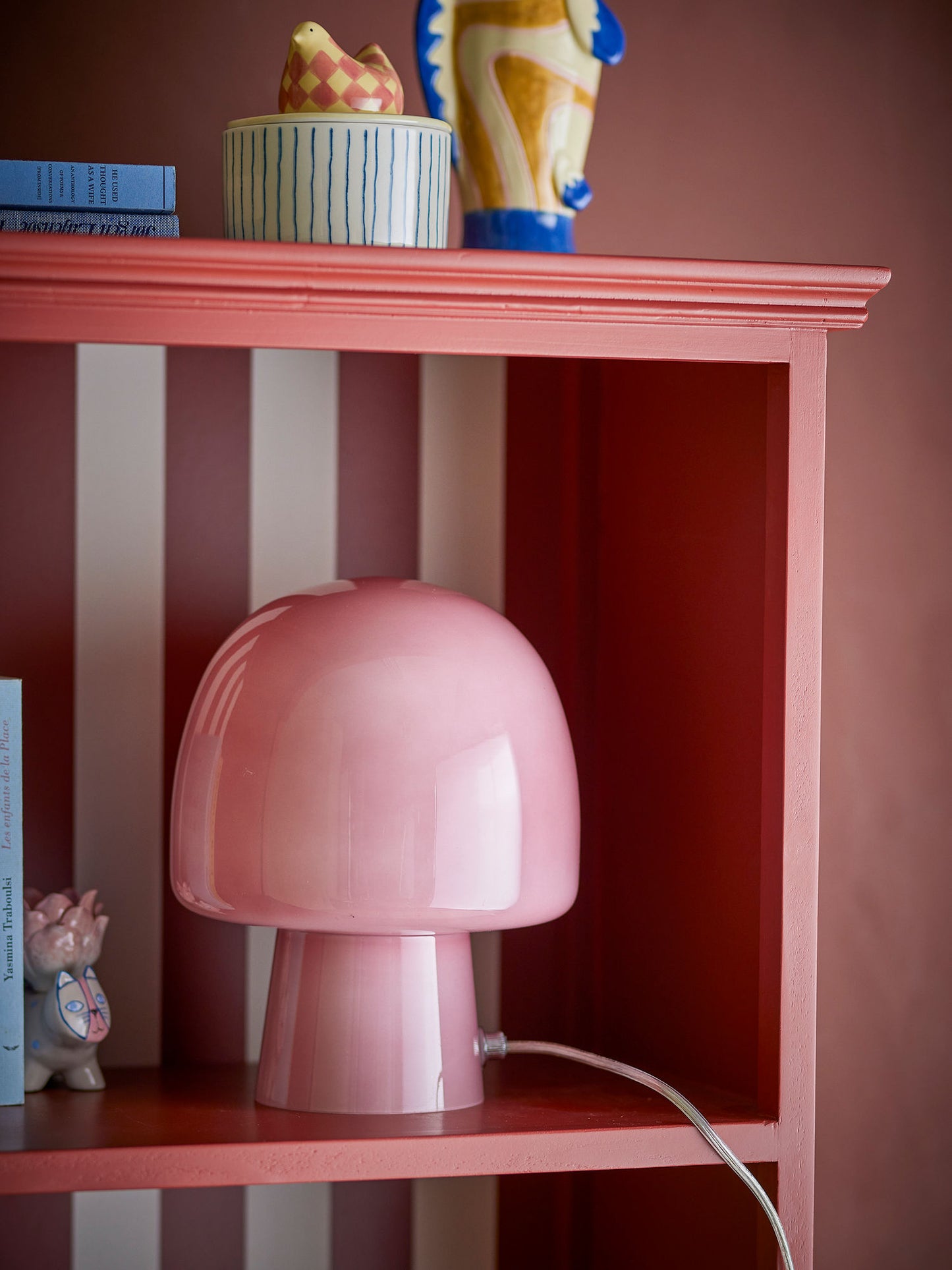 Bloomingville Paddy Tischlampe, Rose, Glas