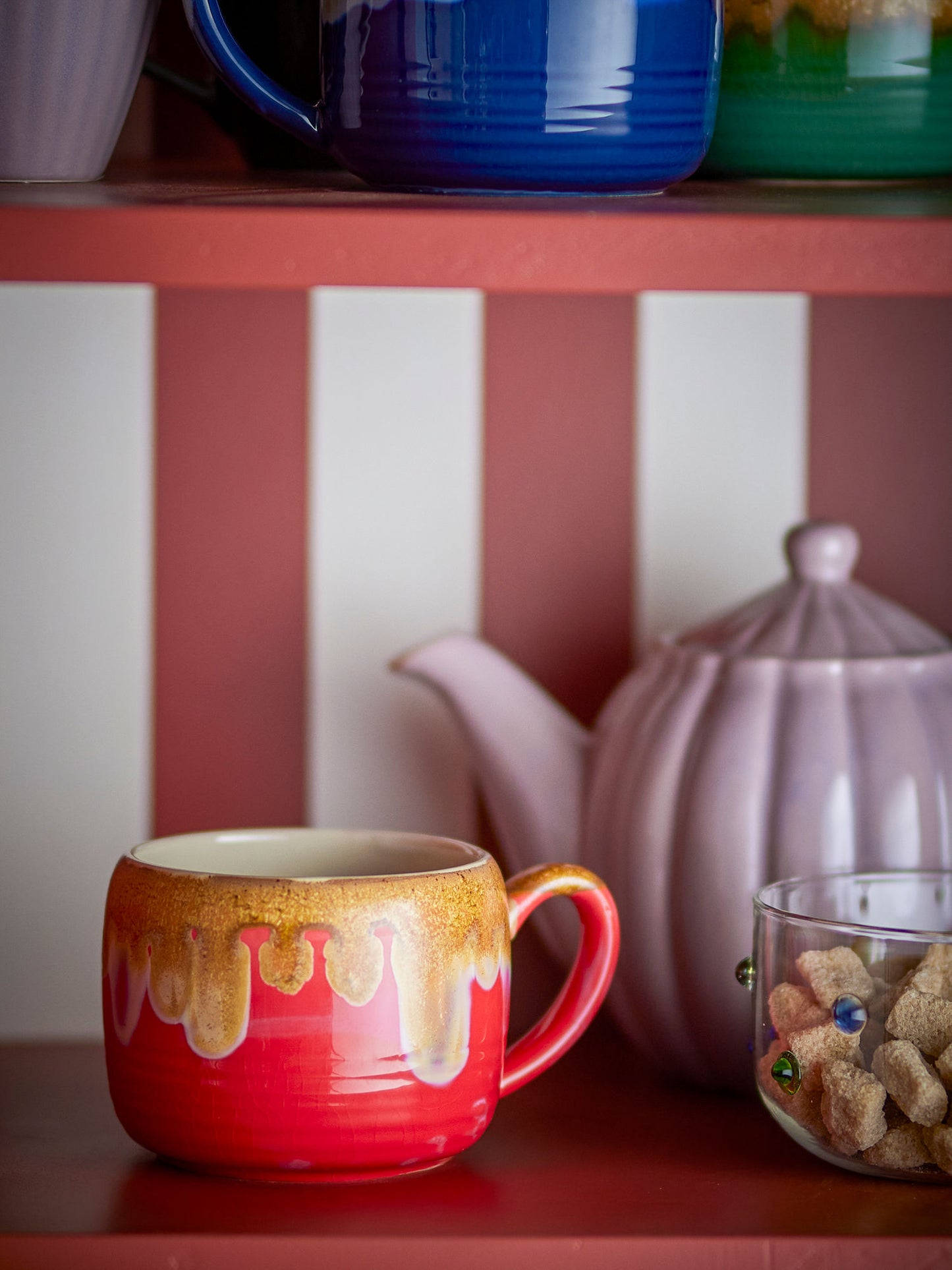 Bloomingville Sheen Tasse, Rot, Steingut