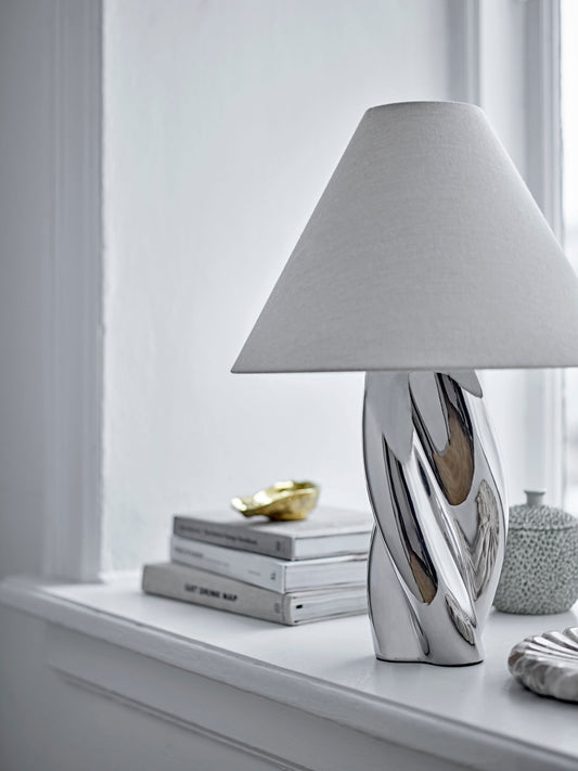 Bloomingville Silva Tischlampe, Silber, Steingut