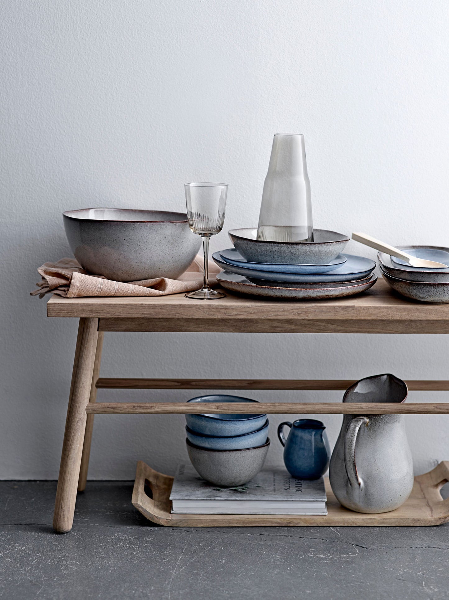Bloomingville Sandrine Frühstück Set, Blau, Steingut