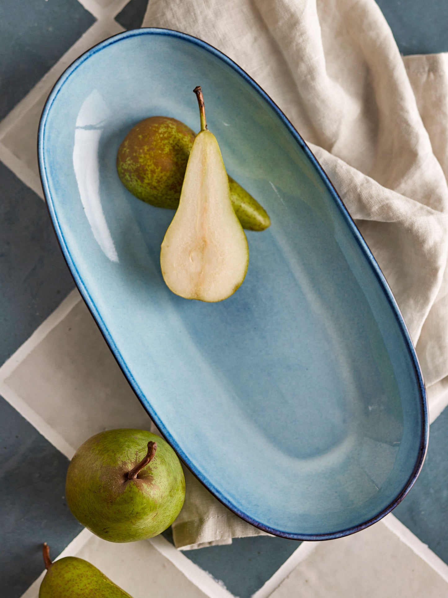 Bloomingville Sandrine Servierplatte, Blue, Steingut