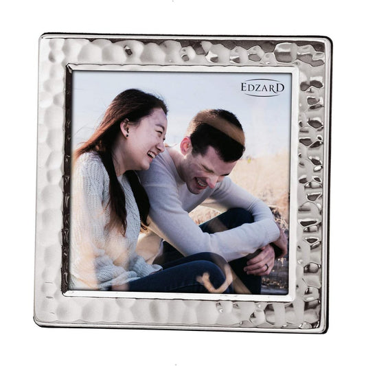 EDZARD Fotorahmen Bilderrahmen Pavia für Foto 10 x 10 cm, edel versilbert, anlaufgeschützt