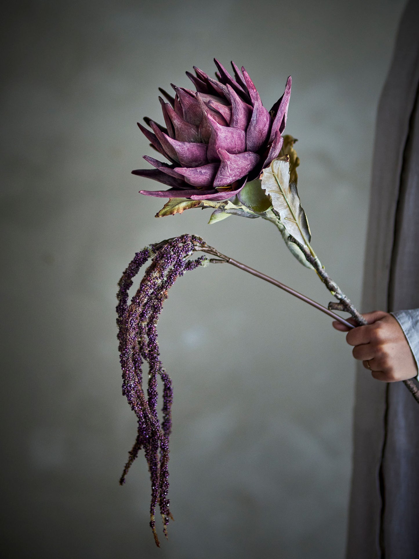 Bloomingville Protea Stiel, Violett, Künstliche Blumen