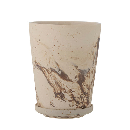 Bloomingville Stacy Blumentopf mit Untertasse, Braun, Steingut