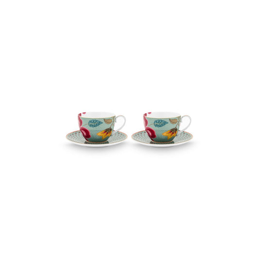 2er Set Cups and Saucers Blooming Tales Fantasy Blue