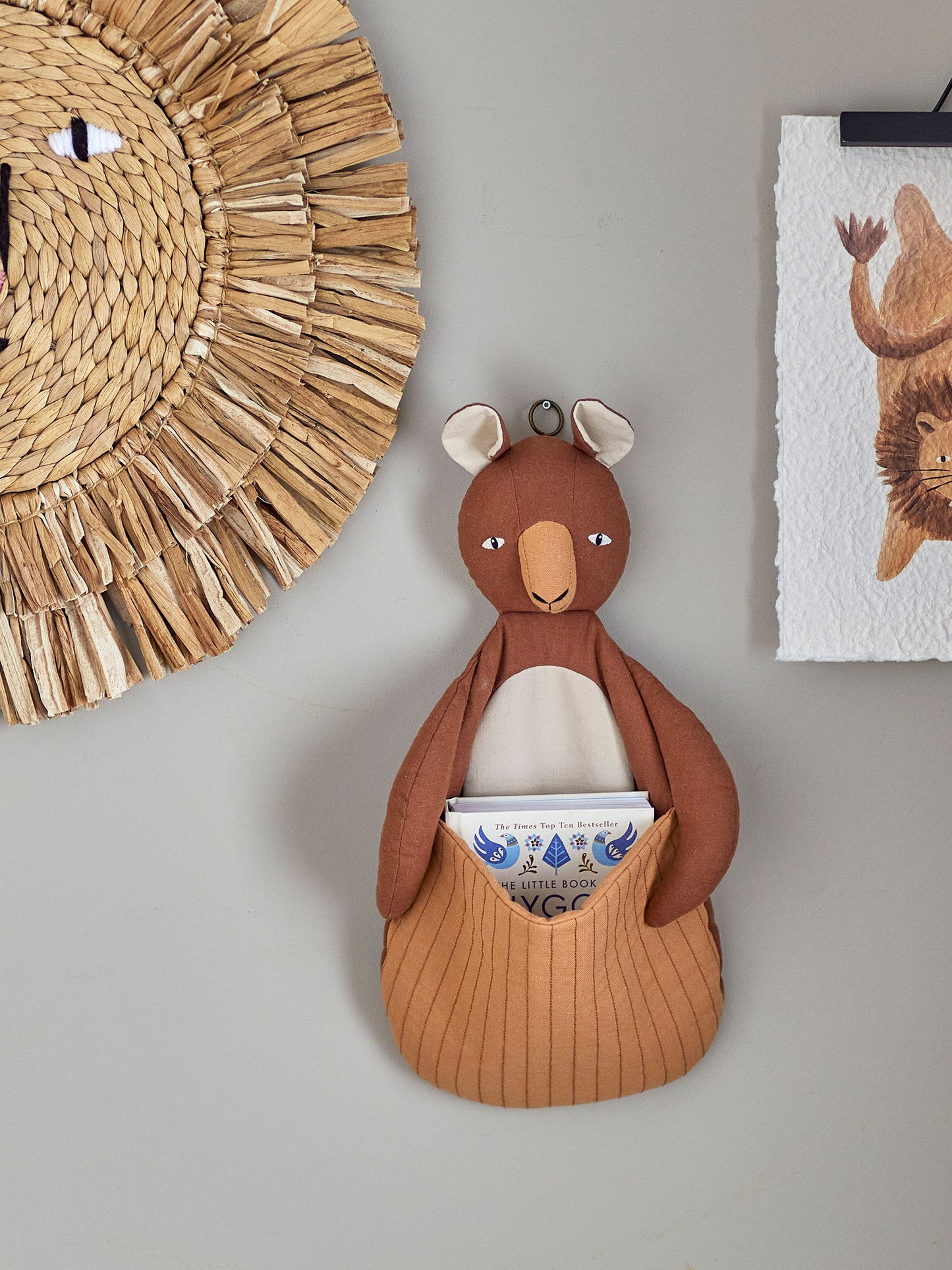 Bloomingville MINI Toto Wandkorb, Braun, Leinen