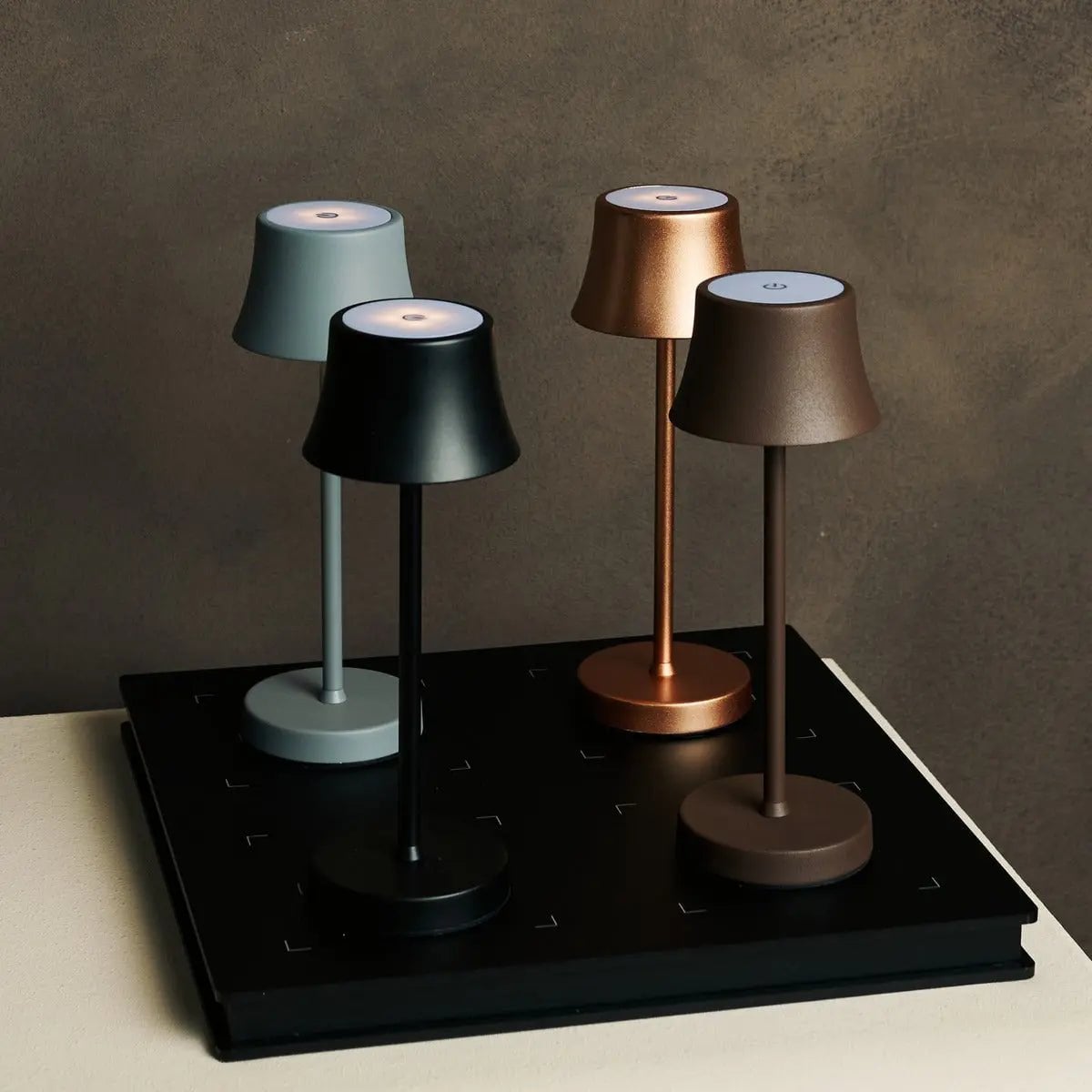 Kombi-Set Profi | 4 x wiederaufladbare Tischlampen mit Ladestation