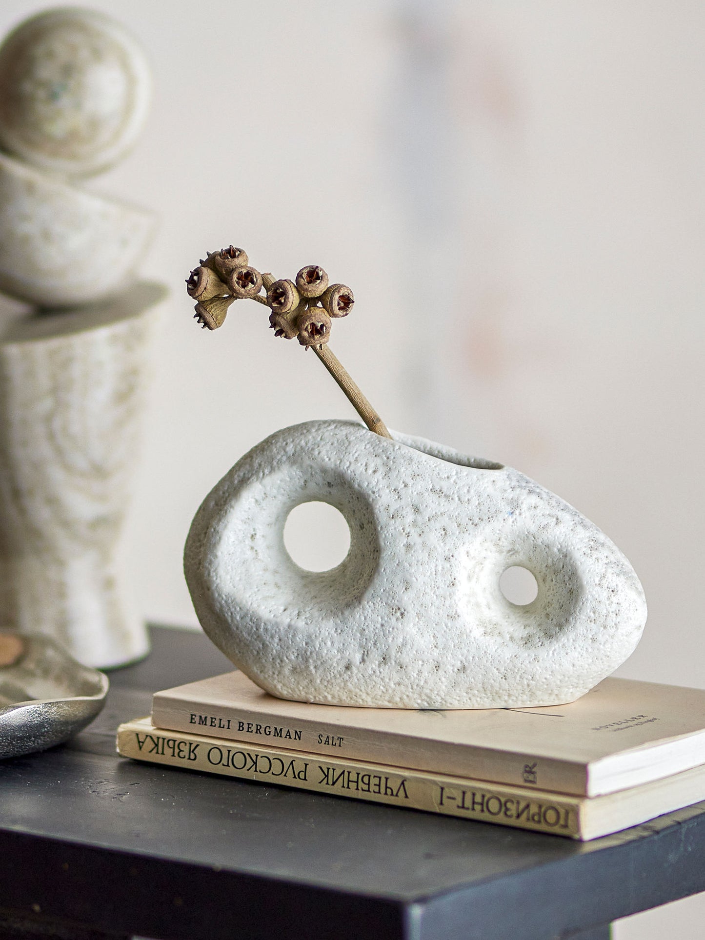 Bloomingville Caia Vase, Weiß, Steingut