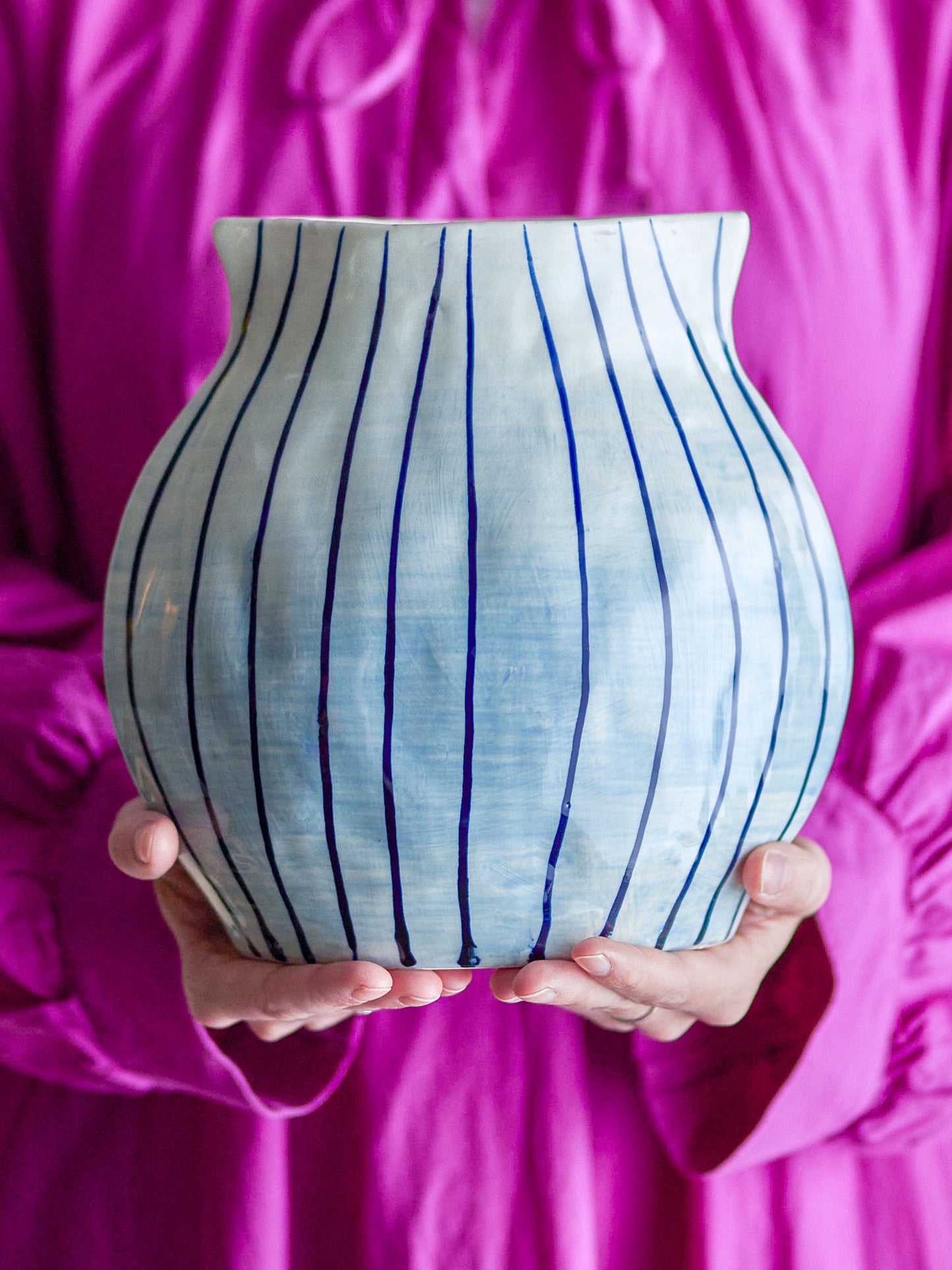 Bloomingville Esra Vase, Blue, Steingut