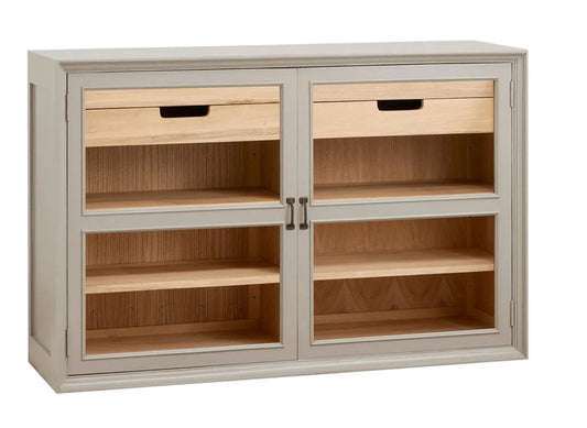 VIVA Schrank Vitrine aus Holz, 2 Türen niedrig
