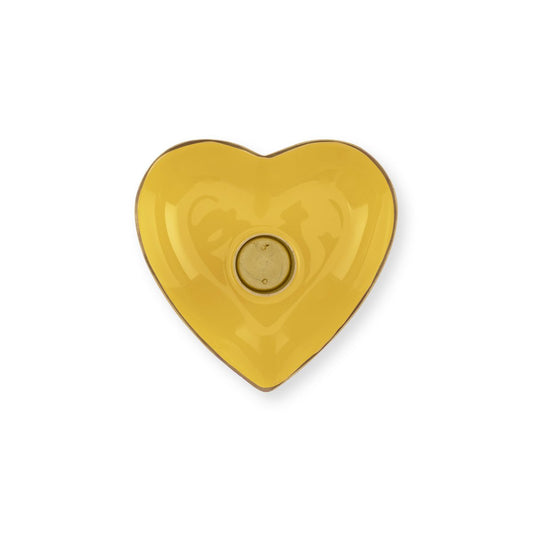 Set/2 Candle Holders Metal Heart Yellow 10x3cm