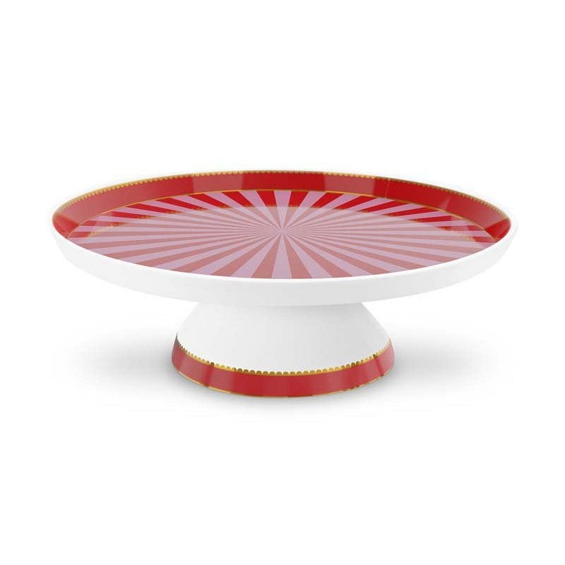 Mini Kuchenservierplatte Love Birds Stripes Red-Pink 24cm