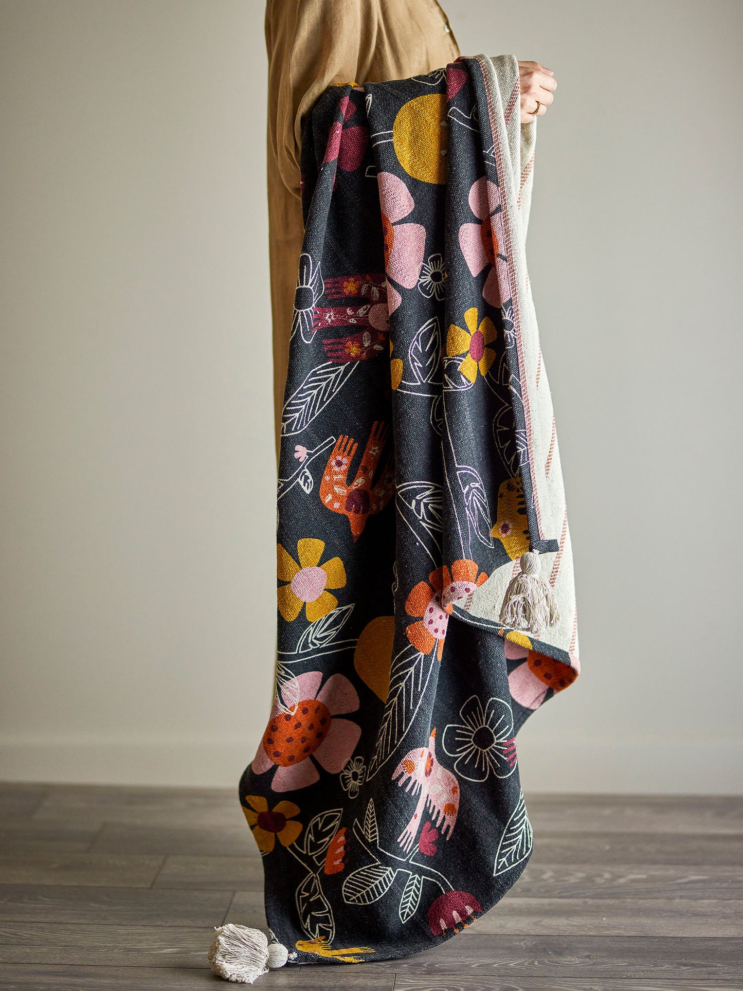 Bloomingville Vivielle Decke, Bunt, Recycelte Baumwolle