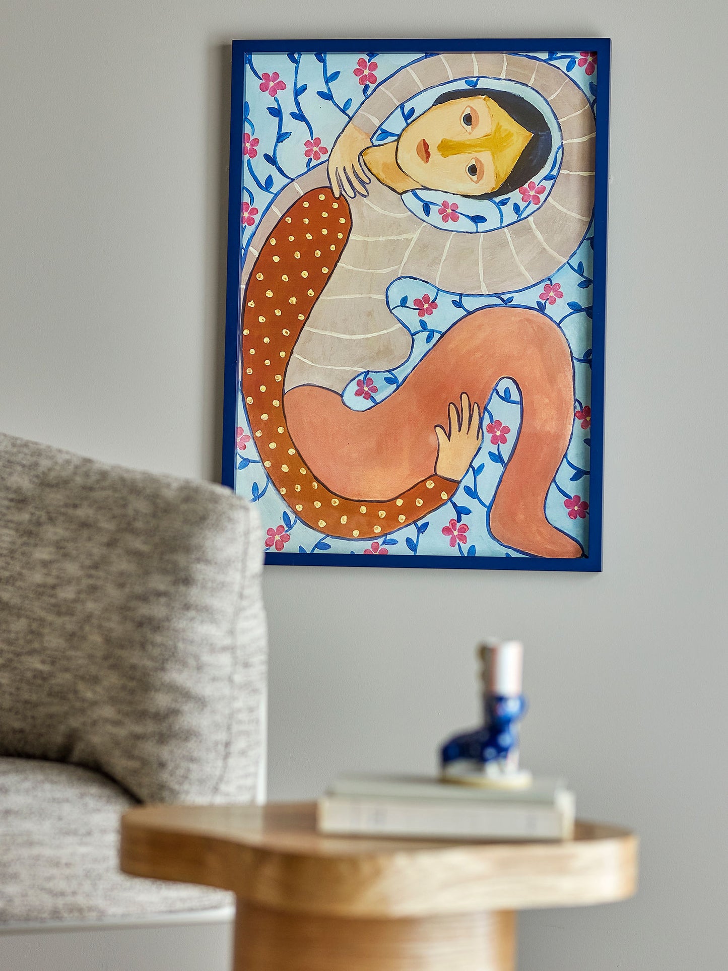 Bloomingville Floriesta Illustration mit Rahmen, Bunt, Tannenholz