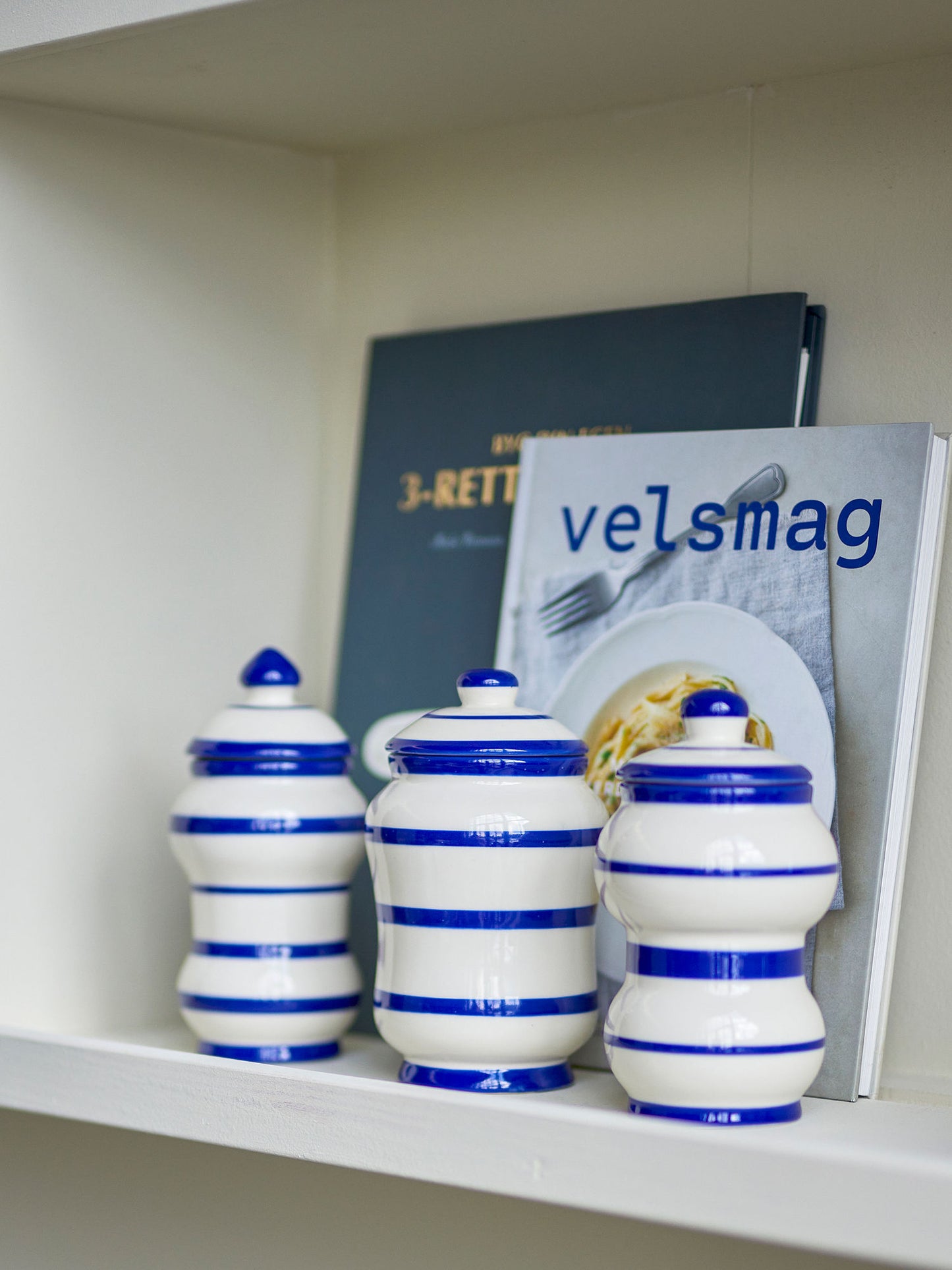 Bloomingville Maynard Gefäß mit Deckel, Blau, Steingut