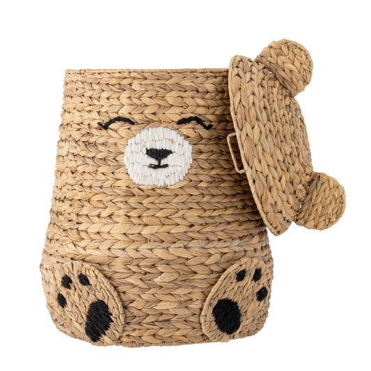 Bloomingville MINI Timone Korb mit Deckel, Natur, Wasserhyazinthe
