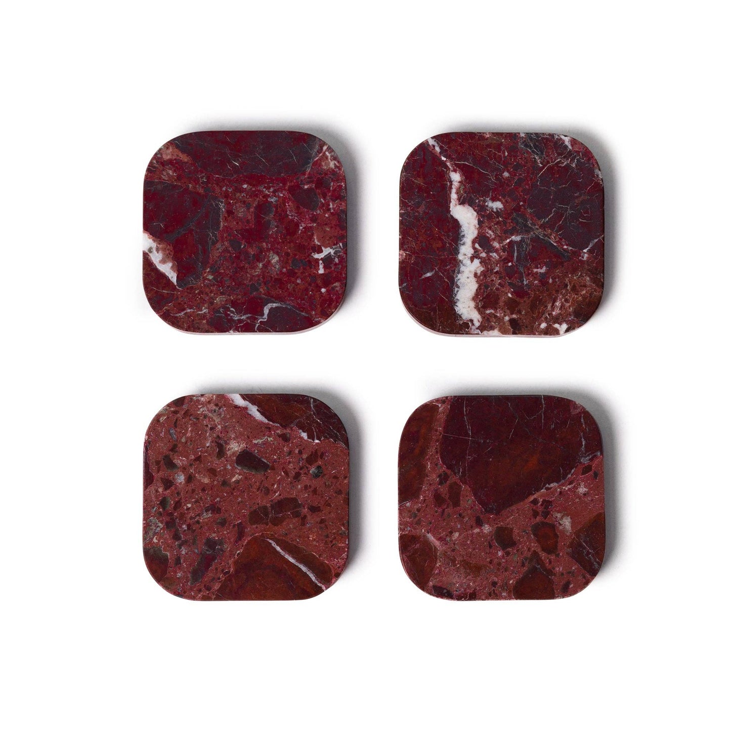 Marmor-Untersetzer 4er Set rot