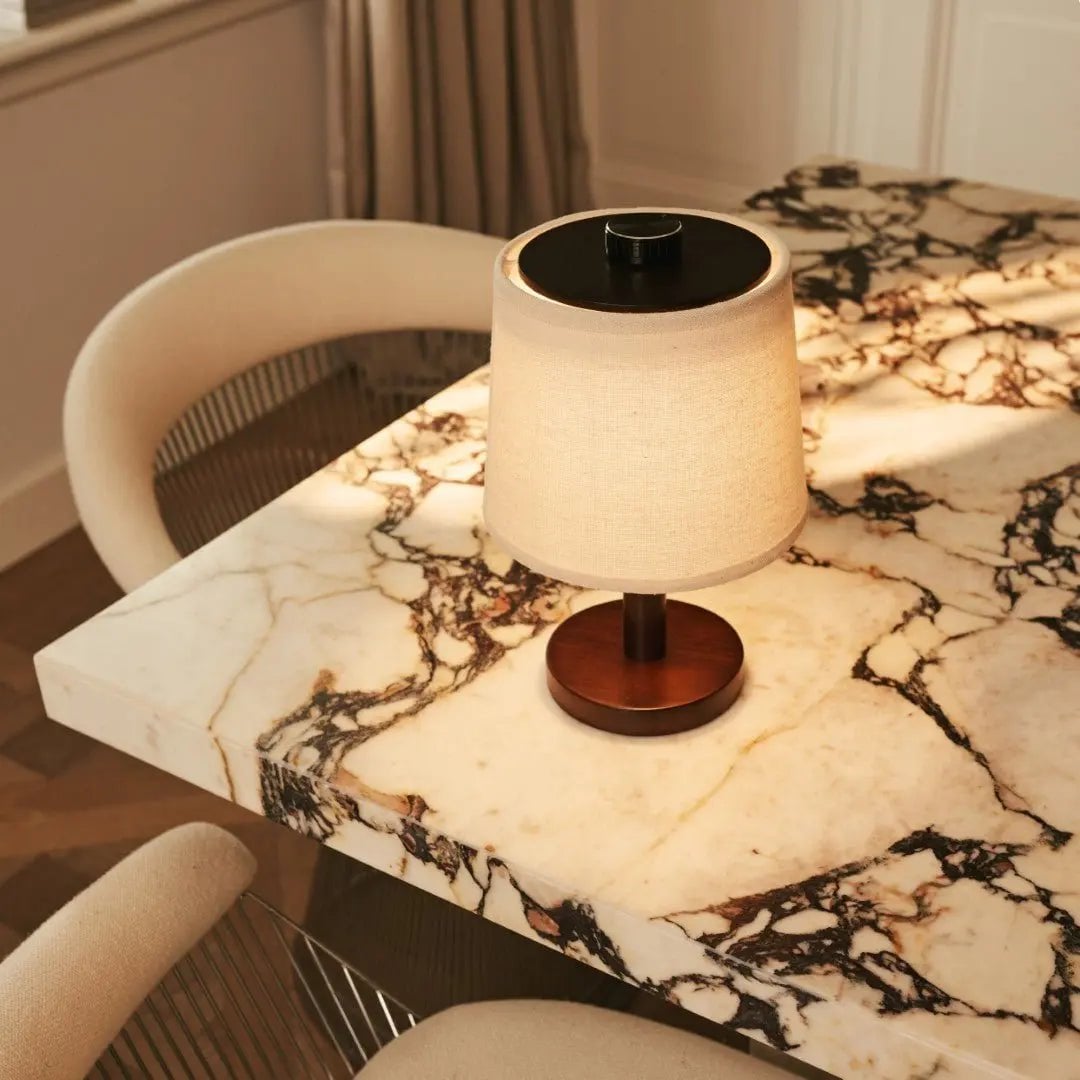 Rover dunkelbraune wiederaufladbare Holzlampe | Kabellos, dimmbar