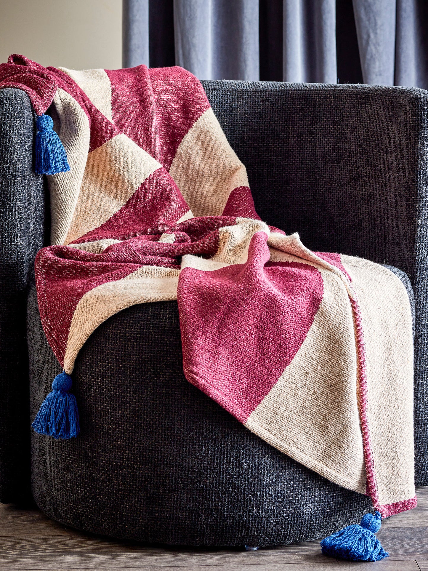 Bloomingville Cimmi Decke, Bunt, Recycelte Baumwolle