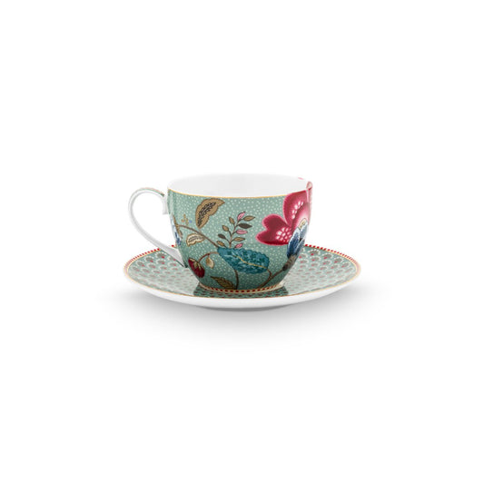 Cup and Saucer Blooming Tales Fantasy Blue