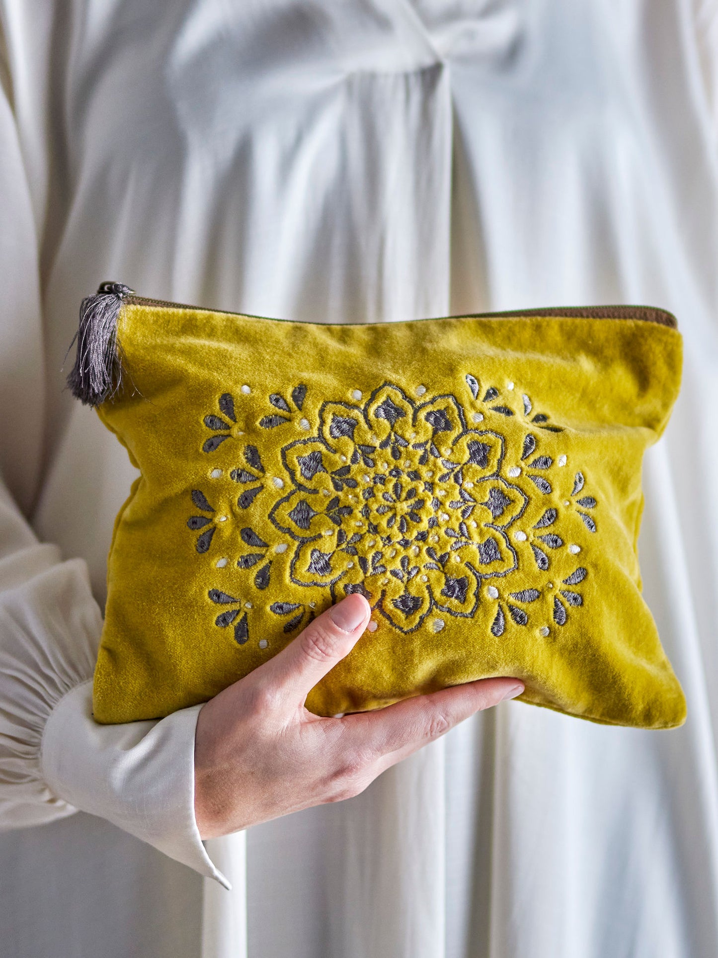 Bloomingville Stefania Kosmetiktasche, Gelb, Baumwolle