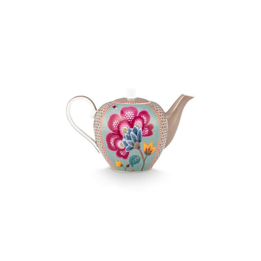 Teapot Large Blooming Tales Fantasy Khaki-Blue
