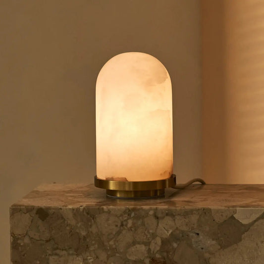 Luxuriöse Alabasterlampe Mateo | goldene Akzente