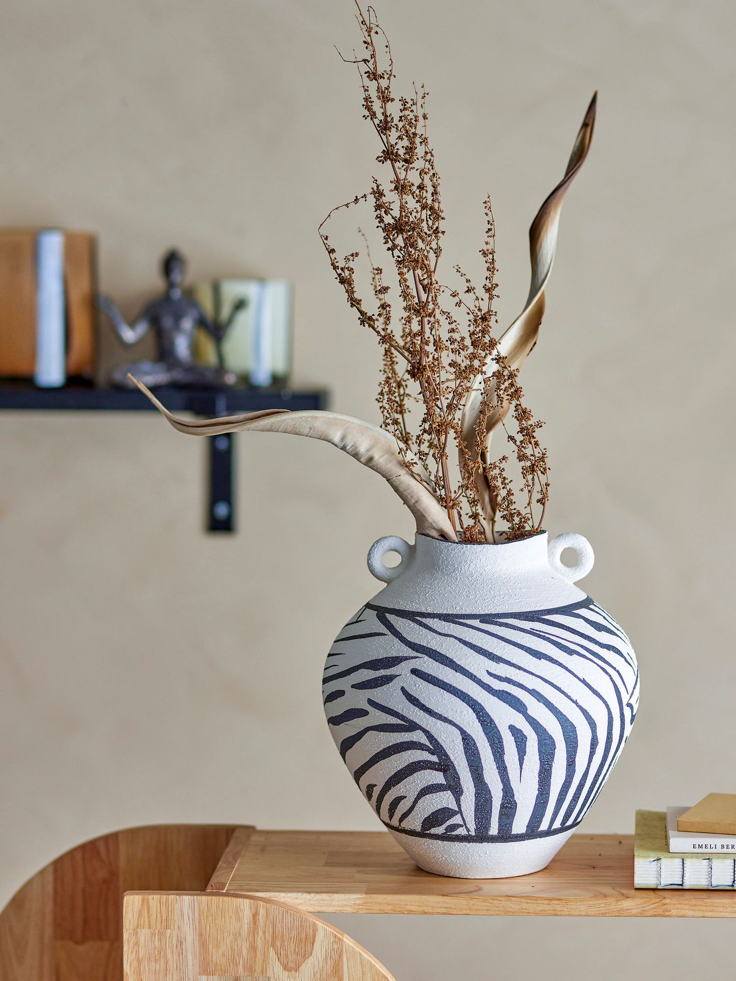Bloomingville Togo Vase, Schwarz, Steingut
