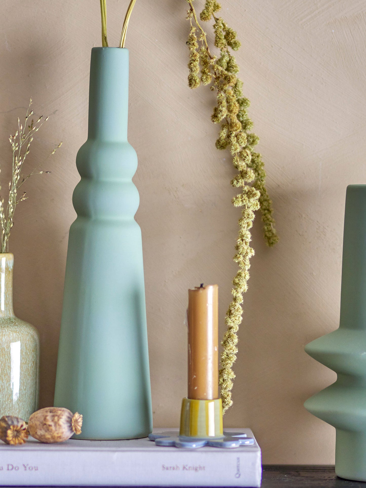 Bloomingville Isolde Vase, Grün, Steingut