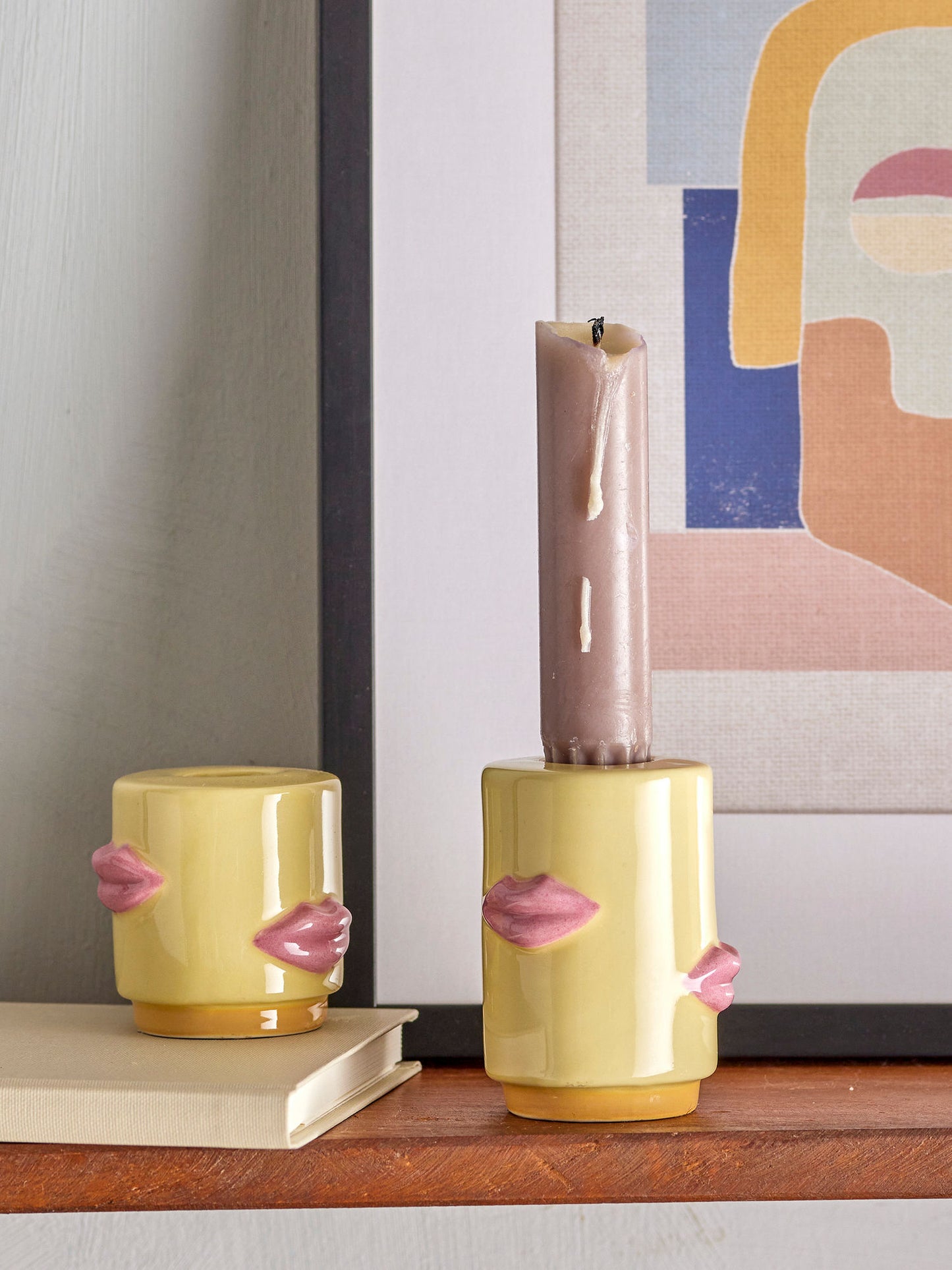 Bloomingville Sassy Kerzenhalter, Gelb, Steingut