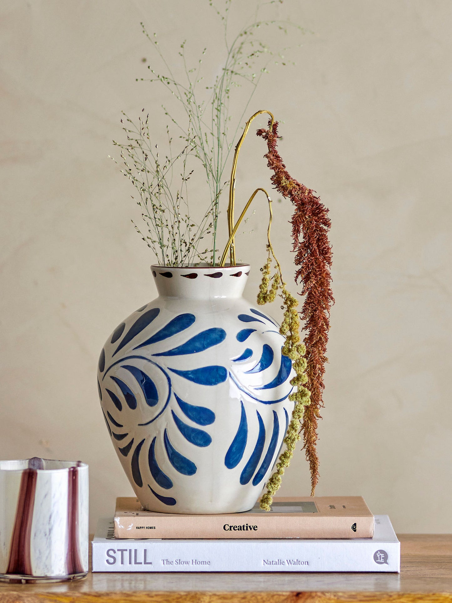 Bloomingville Heikki Vase, Blue, Steingut