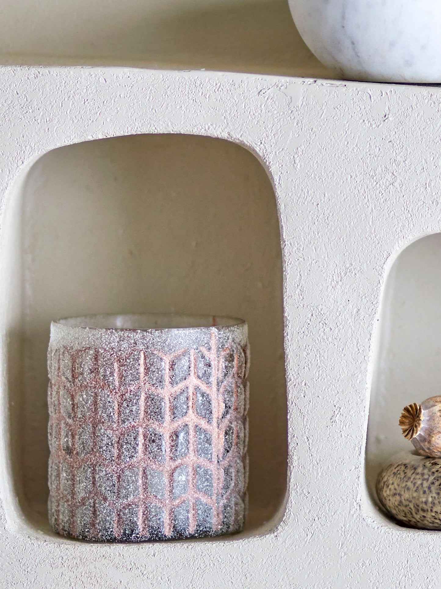 Bloomingville Esther Teelichthalter, Rose, Recyceltes Glas