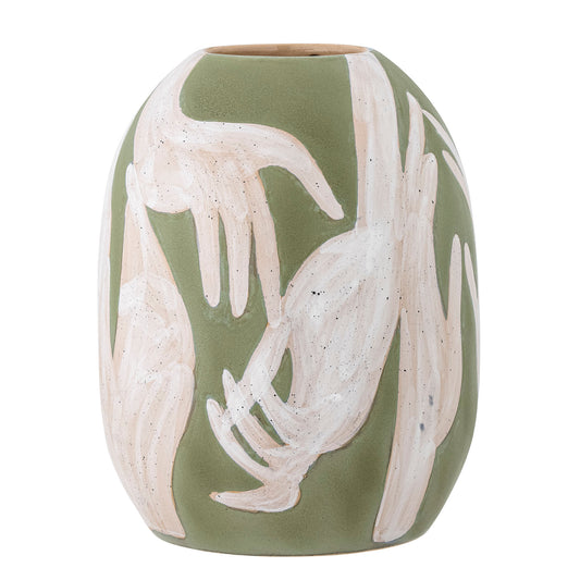 Bloomingville Adalena Deko-Vase, Grün, Steingut