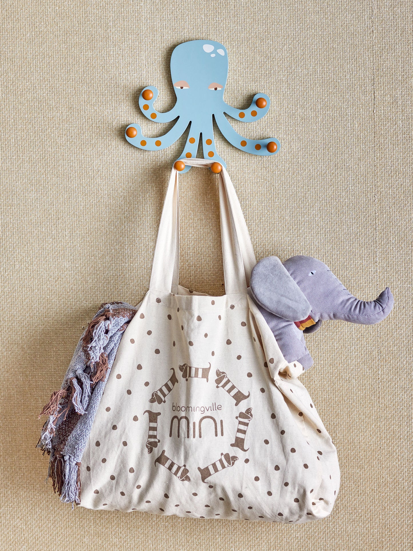 Bloomingville MINI Oswall Garderobe, Blau, MDF