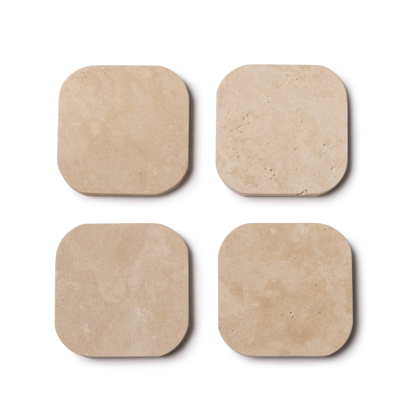 Travertin-Untersetzer 4er Set beige