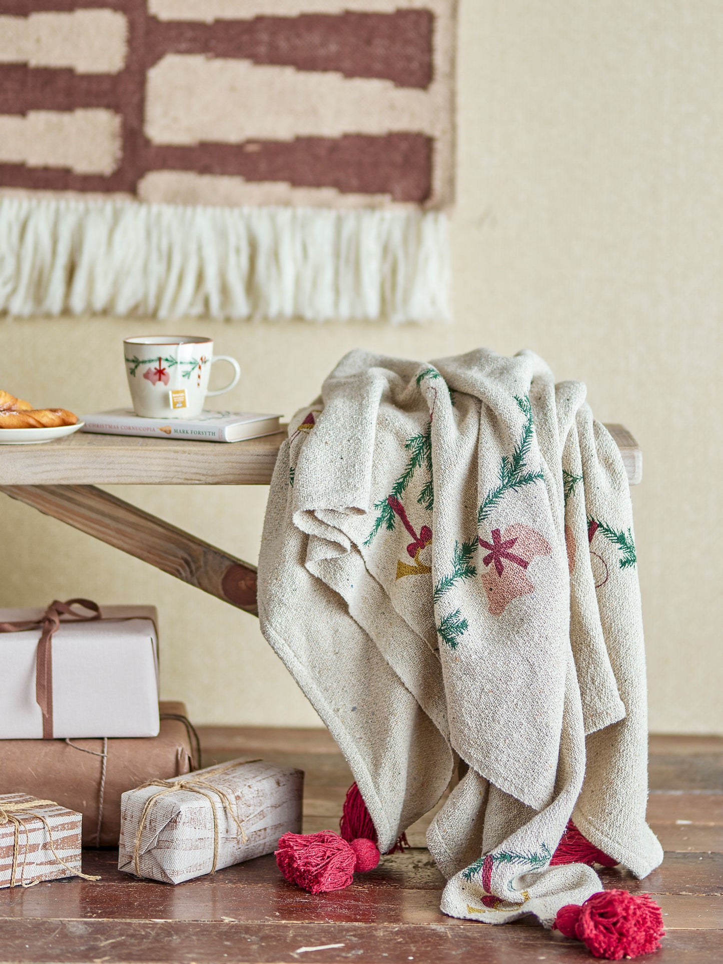 Bloomingville Yule Decke, Natur, Recycelte Baumwolle