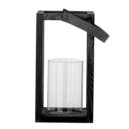 Bloomingville Lyra Laterne mit Glas, Schwarz, Kiefer