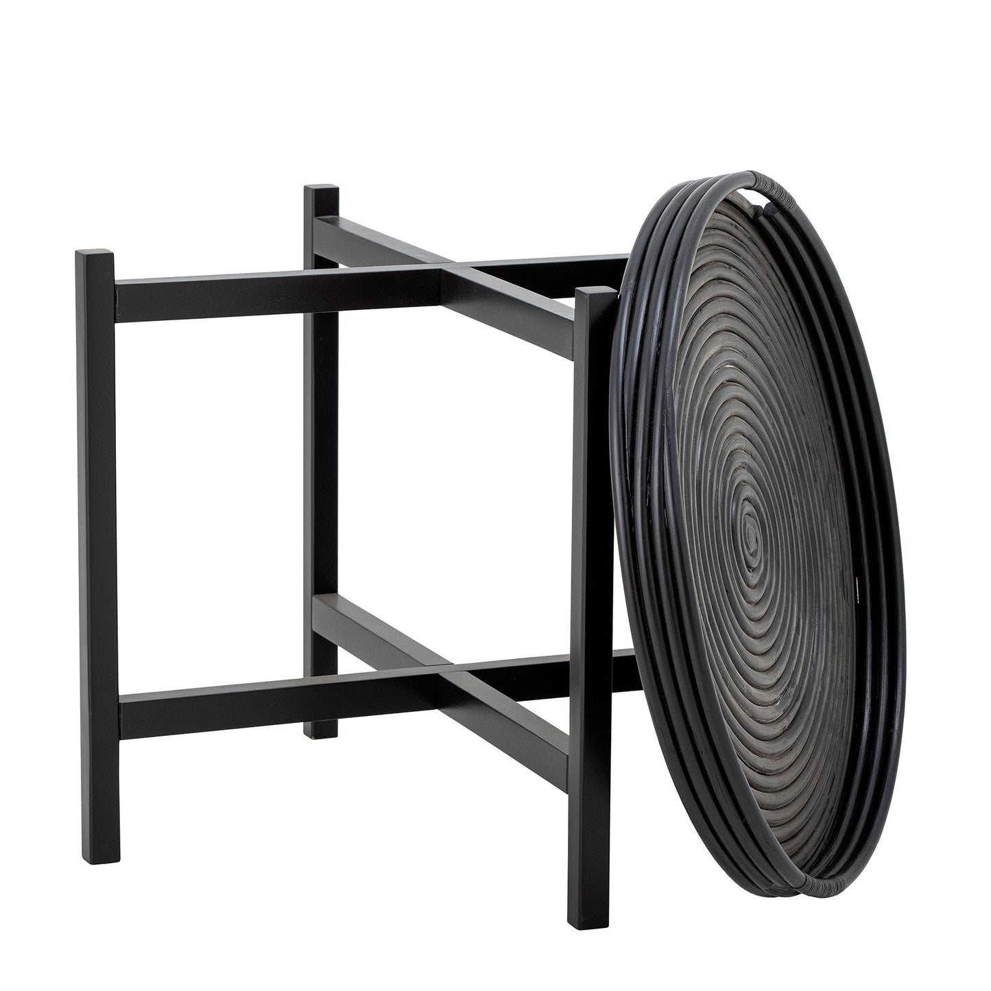 Bloomingville Milli Tablett-Tisch, Schwarz, Rattan
