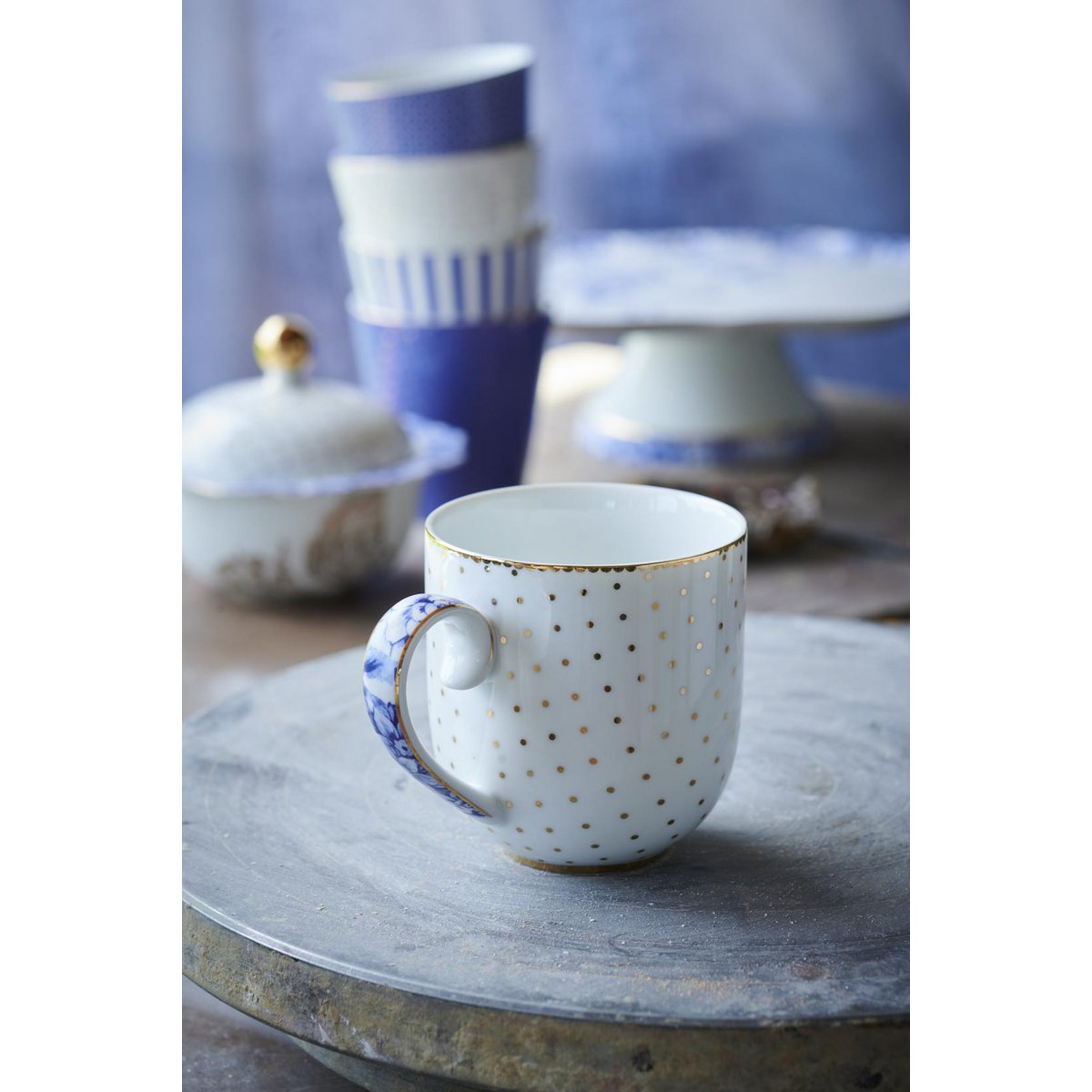 Set/2 Mugs Small Royal White