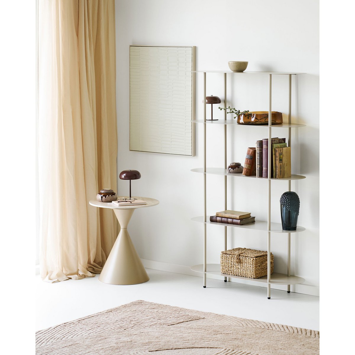 Rieti Regal, 5 Regale, Metall, Sand, 31x90x150 cm