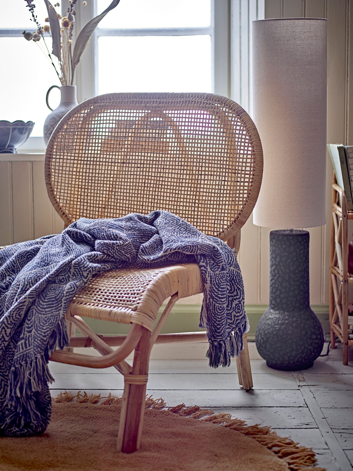 Bloomingville Bresso Decke, Blue, Recycelte Baumwolle