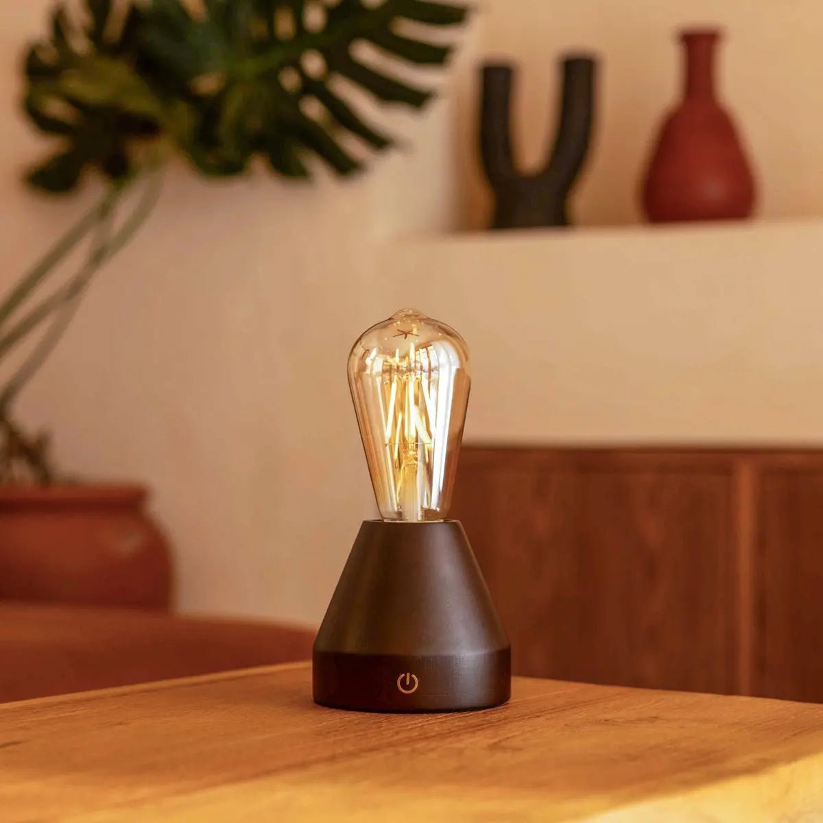Zavi Dunkelbraune wiederaufladbare Tischlampe | LED, kabellos