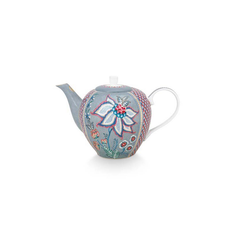 Tea Pot Large Flower Festival Light Blue 1.6ltr