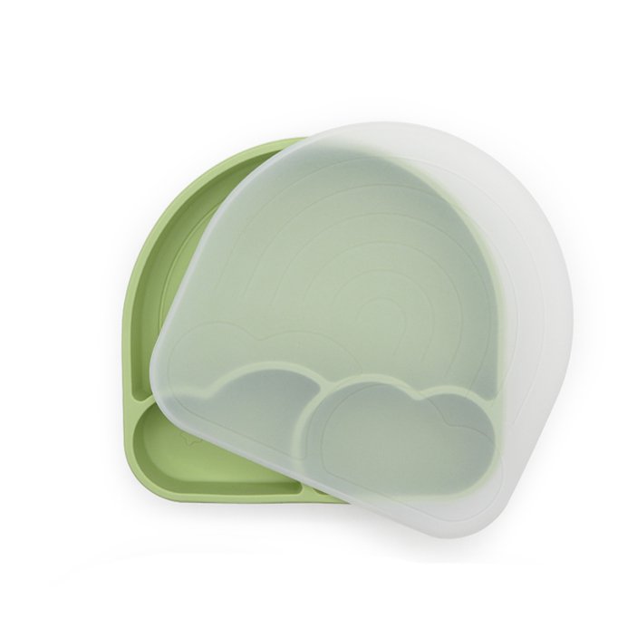 Teller – Dusty Olive Rainbow (mit Deckel)